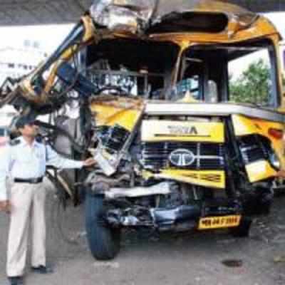 School bus rams into truck, 5 kids injured