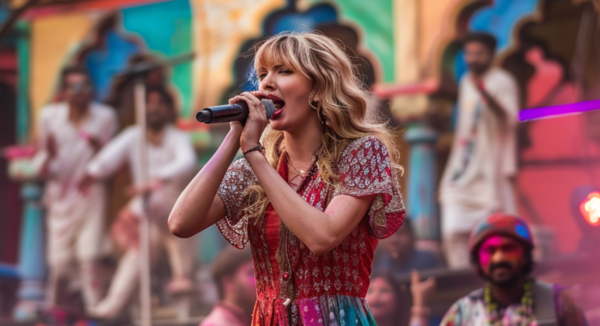 Dream Holi party for Swifties, courtesy AI