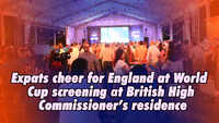 Expats cheer for England at World Cup screening at British High Commissioner's residence 