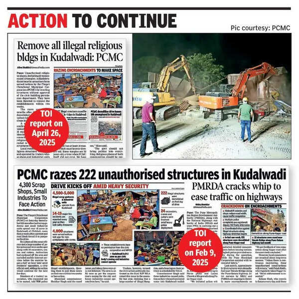 PCMC demolishes 4 unauthorised religious structures in overnight drive at Chikhali-Kudalwadi area