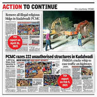 PCMC demolishes 4 unauthorised religious structures in overnight drive at Chikhali-Kudalwadi area