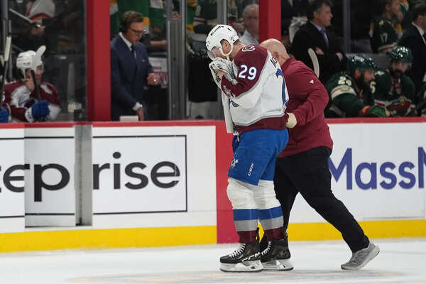 Nathan MacKinnon suffers frightening bloody facial injury during Colorado Avalanche and Minnesota Wild NHL Game 4 playoff showdown