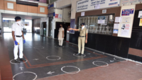 Visakhapatnam: RPF demonstrates how to move in social distance circles 