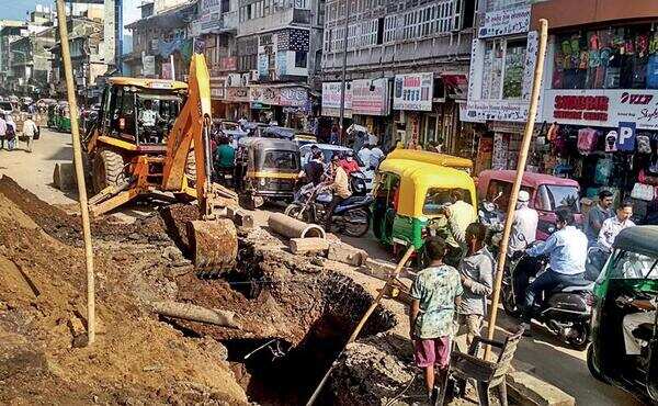 Sinking feeling: Dug up roads on Rajmarg hold up daily commuters