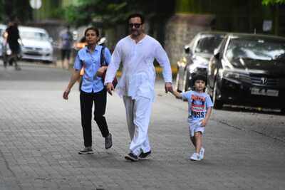 Saif Ali Khan, Kareena Kapoor and son Taimur spotted at Mumbai's Marine Drive