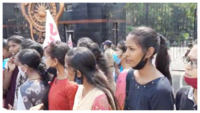 Visakhapatnam students demand cancellation of exams due to COVID, flout safety norms 