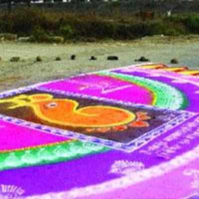 'Rangolis' on street mark b'days of villagers