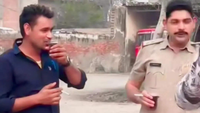 Home guard posted in Nuh smokes wearing SI uniform for reels, suspended