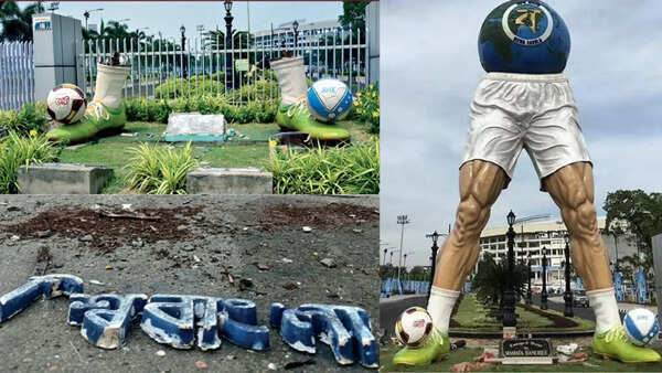‘Will be replaced with famous footballer’: Why Mamata Banerjee-conceptualised football sculpture outside Salt Lake Stadium fell to razing drive
