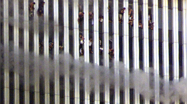 People look out of North Tower