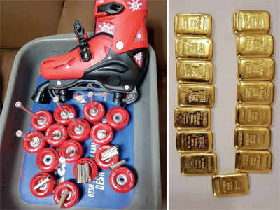 Gold pipes, bars hidden in roller skates, underwear seized from flyers