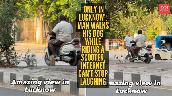 ‘This is Nawabi Pro Max’:  Lucknow man rides scooter while dog takes the walk; internet calls it peak nawabi energy