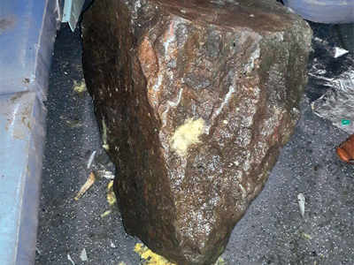 1,000-kg boulder falls on train, 3 passengers hurt
