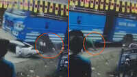 On cam: Miraculous escape for man trapped under bus 