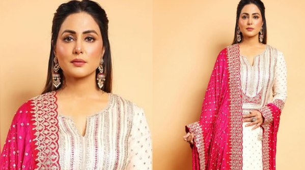 Hina Khan in White and pink
