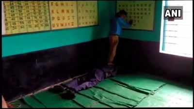 Madhya Pradesh: School teacher caught on camera getting a back massage from student