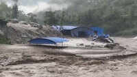 Flood sweeps away houses in Nepal’s Sindhupalchok 