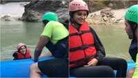 Watch: Ananya Panday falls into the water while rafting 