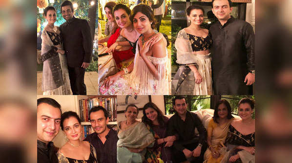 Pics: Dia Mirza poses with 'Rehna Hai Terre Dil Mein' co-star R. Madhavan, Shilpa Shetty and others at a Diwali bash