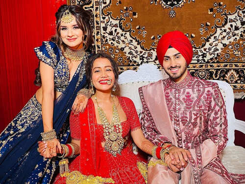 sachin and babi light blue dress Inside Rohanpreet Singh And Neha Kakkar's Reception In Chandigarh