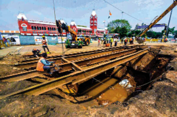 Chennai: Portion of road caves in near Central station