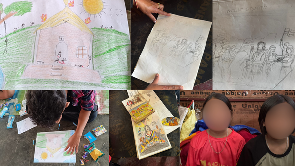 Trauma of Manipur’s violence-hit children shows in their art — from AK-47-armed men to burning homes and people hanging from trees