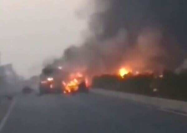 Blasts rock Surat–Olpad road after truck carrying LPG cylinders catches fire