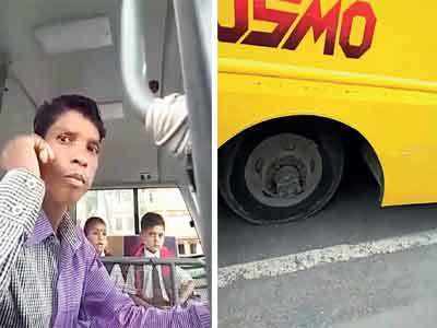 Palghar school bus ferries kids with one tyre less