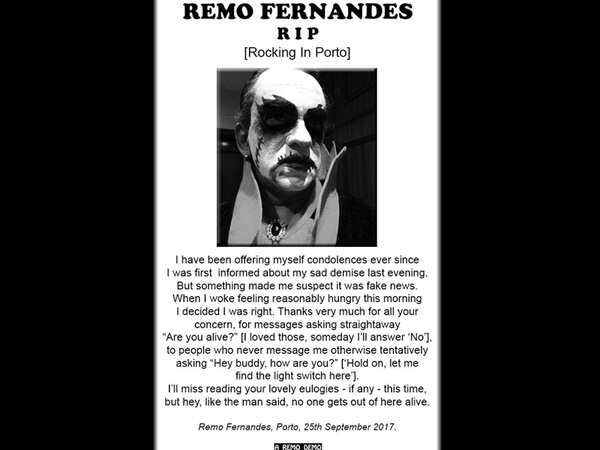 'Rocking in Porto', Remo’s witty response to death hoax