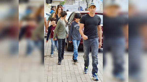 Hrithik Roshan and ex-wife Sussanne Khan enjoy a movie date along with their kids