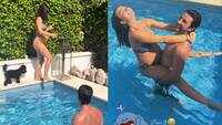 Pregnant Amy Jackson cuddles up with fiancé George Panayiotou in pool as they enjoy a lazy day 