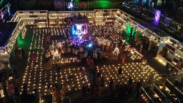 Sampangiram Nagar Kalyani bedecked with oil lamps