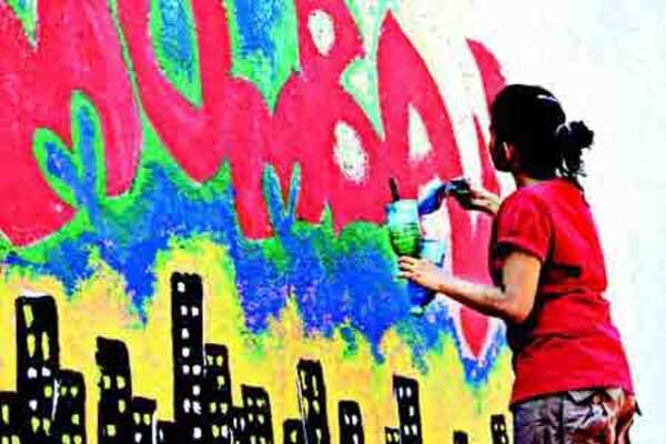 She paints the town walls red