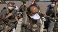 Madhya Pradesh CM Chouhan surveys flood-hit Hoshangabad in boat 