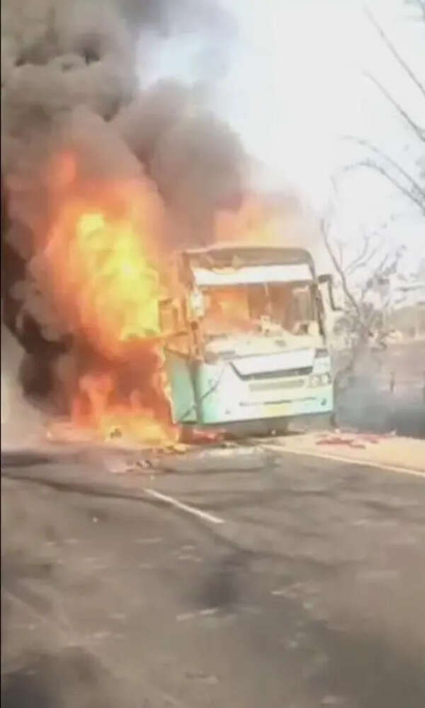 Close shave for passengers as bus catches fire