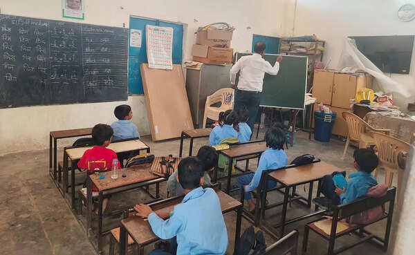 Short of teachers, short of space: Class 1, 2 and 3 in a room in govt primary schools in Gurgaon