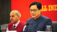 Delhi: Sports Minister Kiren Rijiju holds discussion over breakfast at JLN stadium 