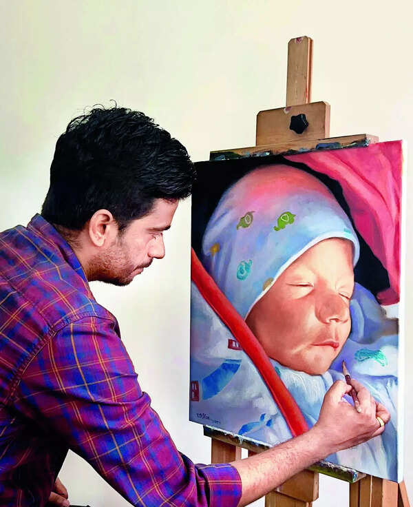 Speed painter Vilas Nayak announces the birth of his daughter with a painting of her