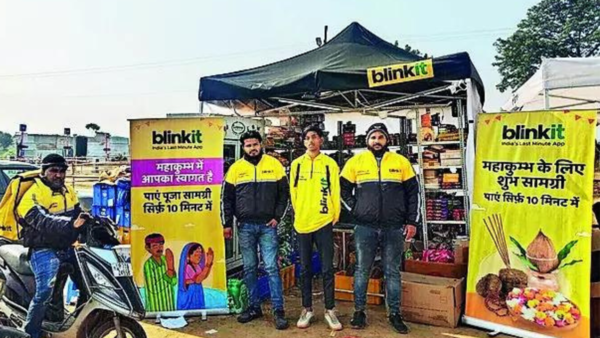 Faith meets biz: Blinkit, FMCG giants set shop in Maha Kumbh mela area
