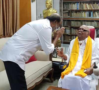 Rajinikanth seeks blessings of M Karunanidhi; M K Stalin reminds of Dravidian movement