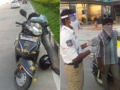 Hyderabad: Drunk man falls asleep on bike, fined