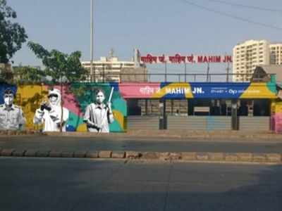 Western Railway salutes  Covid-19 warriors through wall art at Mahim railway station