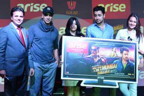 Akshay Kumar promotes OUATIM Dobaara with Arise India Ltd in Mumbai