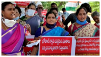 People’s unions' stage protest against LG polymers in Vizag 