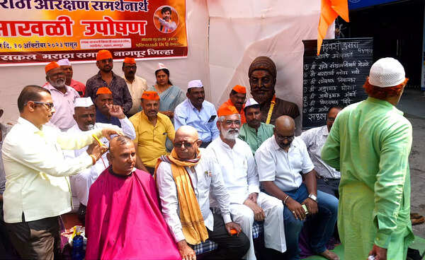 Quota row: Marathas get heads tonsured on day 2 of indefinite chain hunger agitation in Nagpur