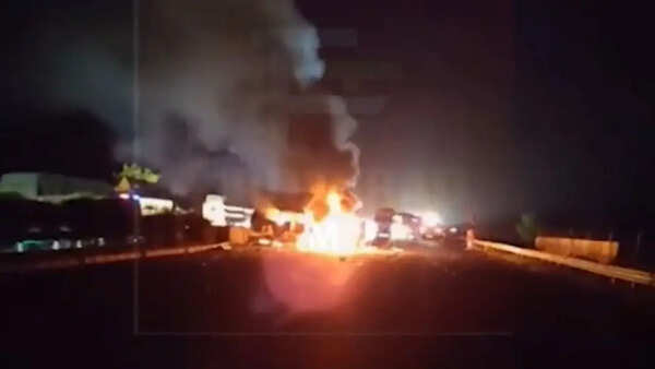 2 killed, several injured as bus catches fire after collision with tanker on Agra-Lucknow Expressway