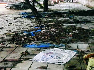 Newly white-topped road becomes garbage dump