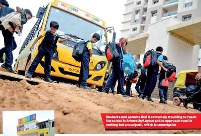 Recent rains have turned out to be nightmare for students commuting to VIBGYOR school in Jakkur