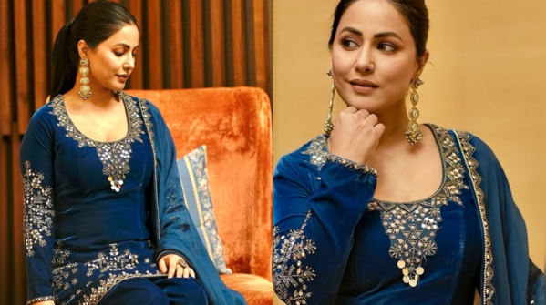 Velvet Blue Sharara with Mirror Work