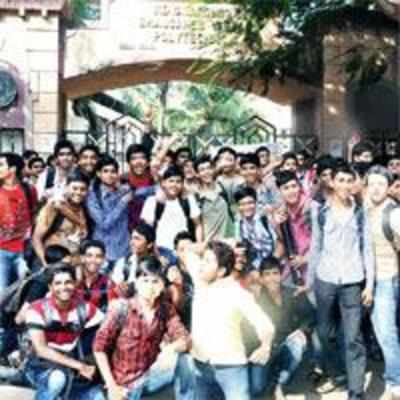 Engineering students lock college gates to protest fee hike